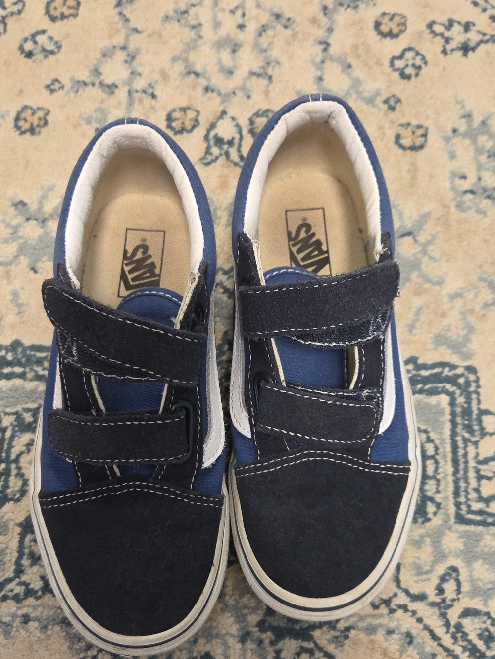 Vans Kids Navy & White Velcro Skate Sneakers